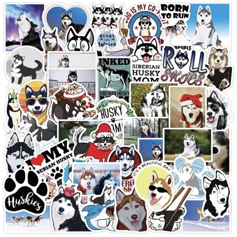 Stickers - Dog Siberian Husky Huskies 50 Pcs, Sled Snow Dogs Decals For Laptop - Picture 5 of 6